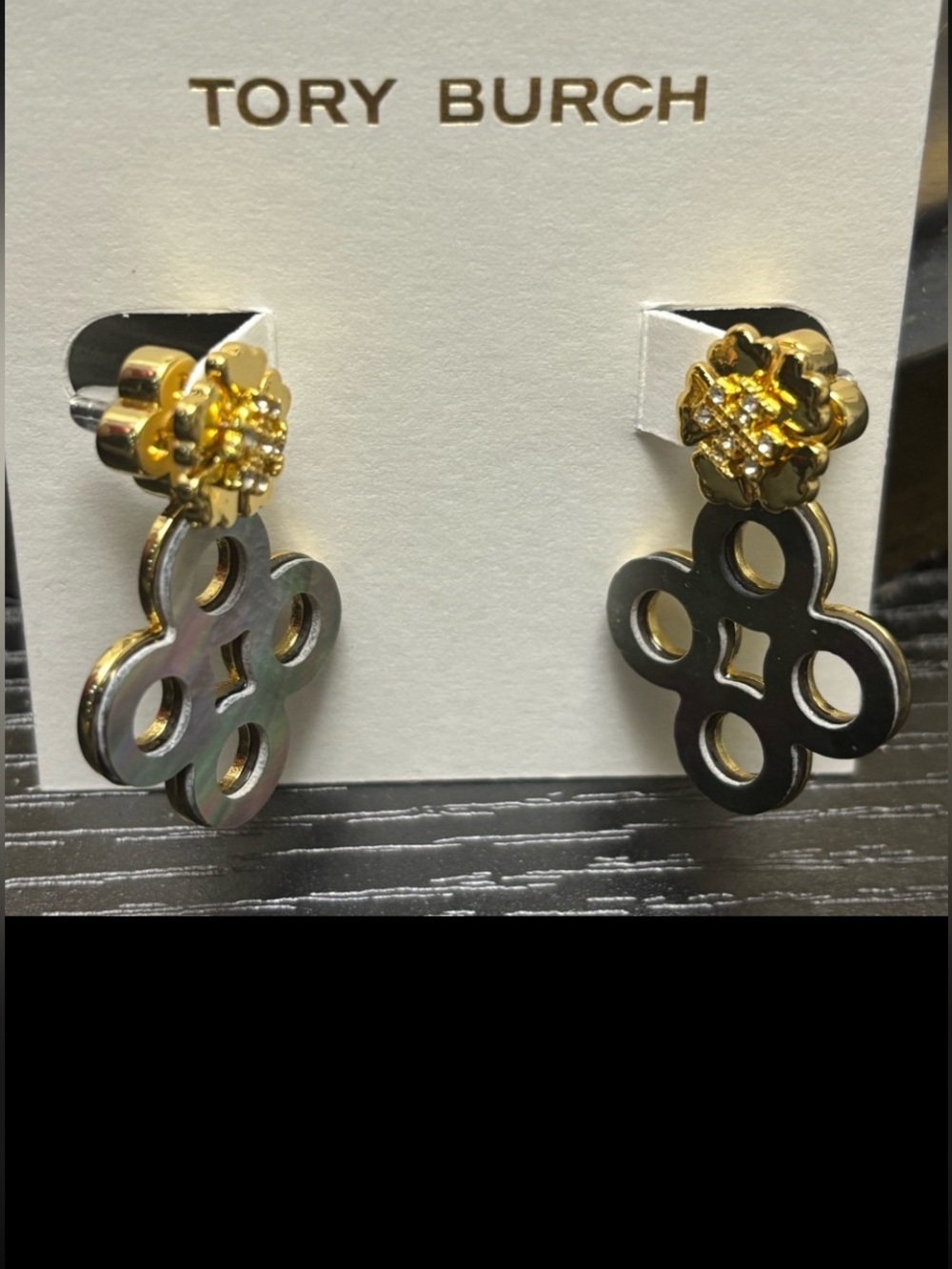 Tory Burch Kira Logo Clover Pavé Front/Back Earrings